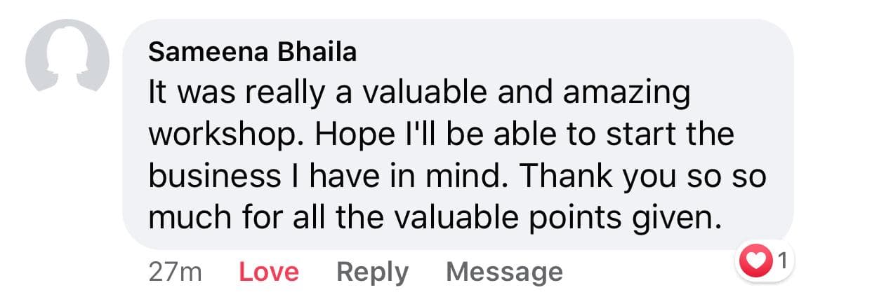 Sameena Bhaila testimonial