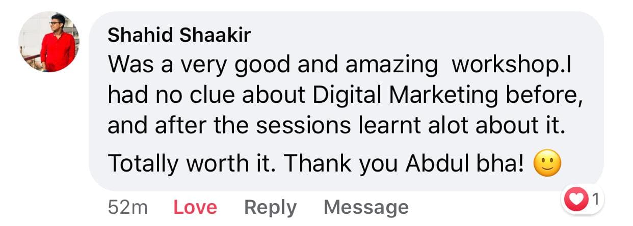 Shahid Shaakir testimonial