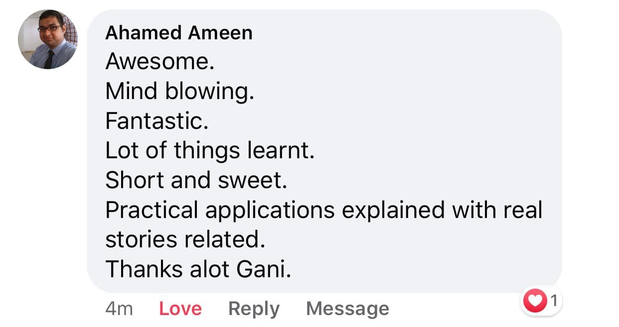 Ahamed Ameen testimonial